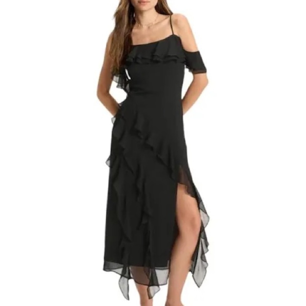 wild fable -Shoulder Ruffle High-Low Dress XS